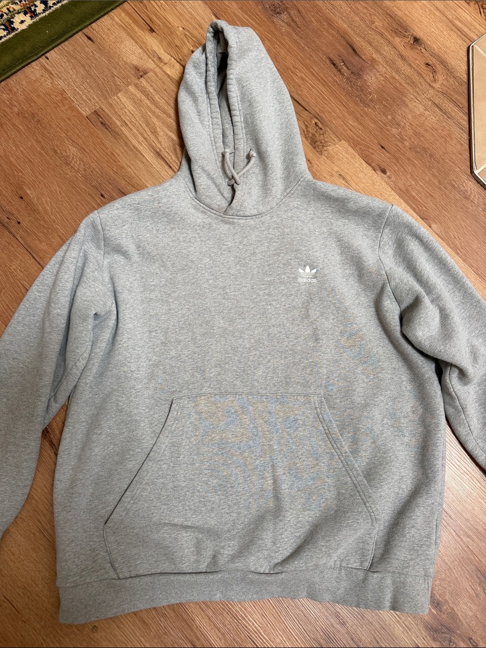 Adidas Heather Grey Logo Pullover Hoodie, size 2XL